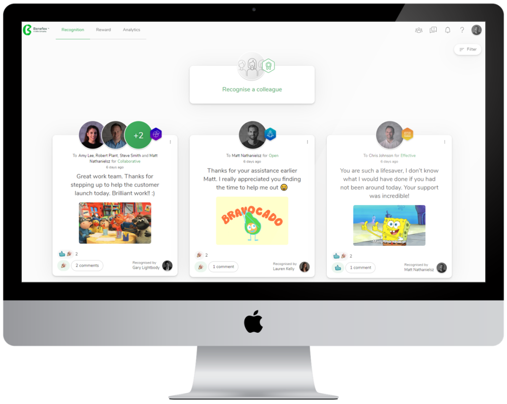 benefex onehub recognition screen