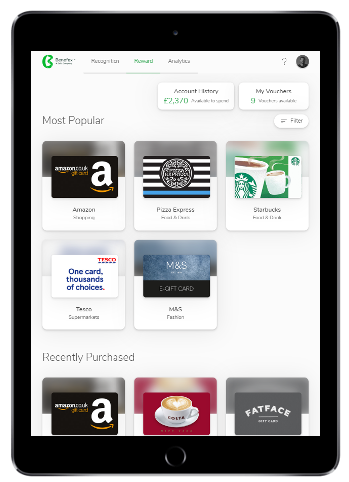 benefex ipad reward shop